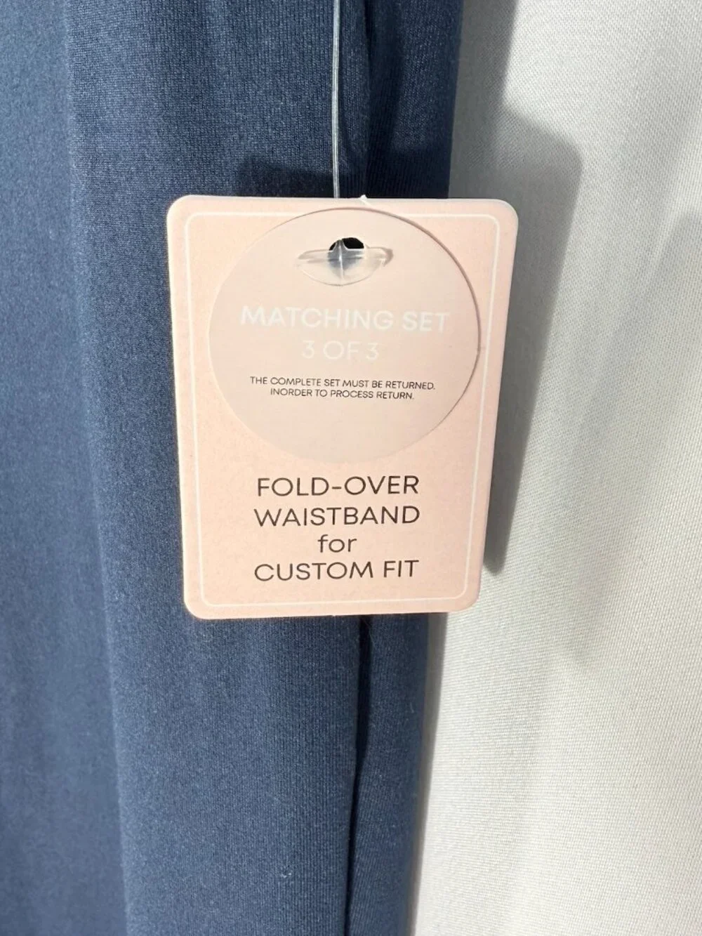 Posie Active Cloud Knit 3 Piece Set Navy NWT Foldover Flare Pants Tee Top